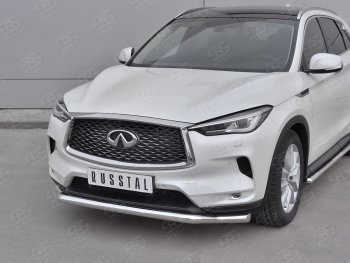 Защита переднего бампера (Ø42 мм волна, нержавейка) INFINITI (Инфинити) Qx50 (КуХ50)  J55 (2017-2022) J55