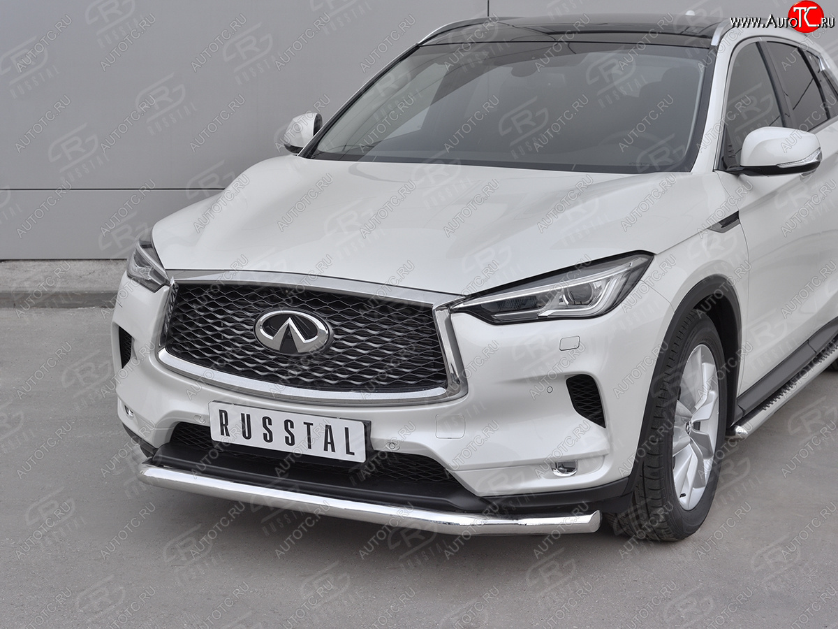 19 949 р. Защита переднего бампера (Ø42 мм волна, нержавейка) INFINITI Qx50 J55 (2017-2022)  с доставкой в г. Краснодар