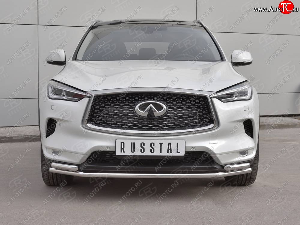 20 949 р. Защита переднего бампера (2 трубы Ø42 мм, нержавейка) SLITKOFF INFINITI Qx50 J55 (2017-2022)  с доставкой в г. Краснодар