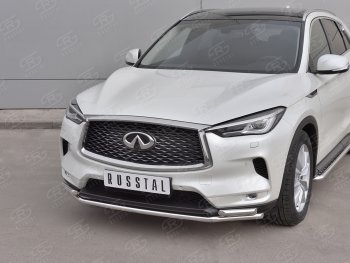 20 949 р. Защита переднего бампера (2 трубы Ø42 мм, нержавейка) SLITKOFF INFINITI Qx50 J55 (2017-2022)  с доставкой в г. Краснодар. Увеличить фотографию 2