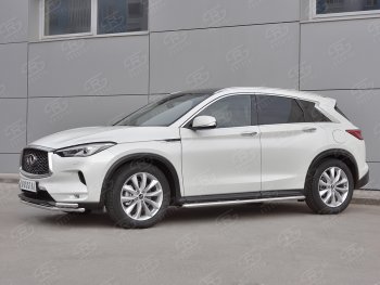 20 949 р. Защита переднего бампера (2 трубы Ø42 мм, нержавейка) SLITKOFF INFINITI Qx50 J55 (2017-2022)  с доставкой в г. Краснодар. Увеличить фотографию 3