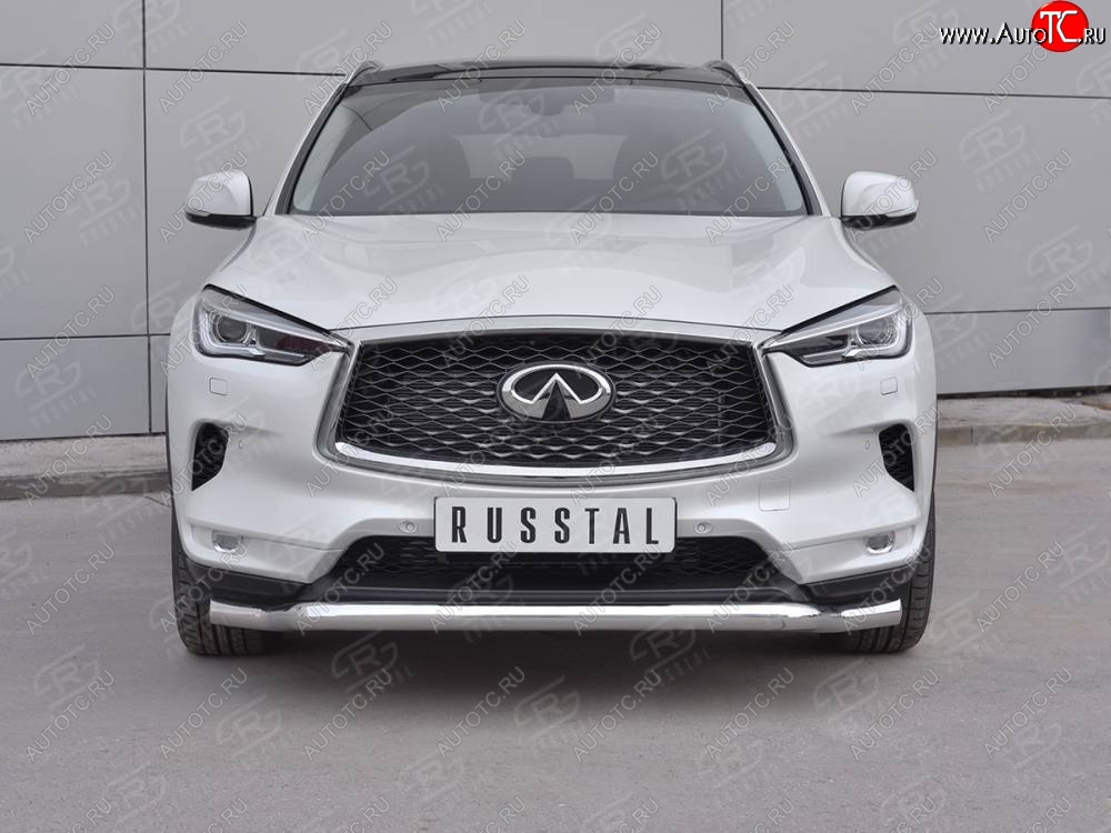 23 999 р. Защита переднего бампера SLITKOFF (Ø63 мм волна, нержавейка) INFINITI Qx50 J55 (2017-2022)  с доставкой в г. Краснодар