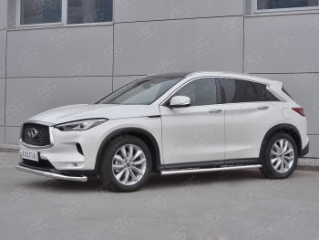 23 999 р. Защита переднего бампера SLITKOFF (Ø63 мм волна, нержавейка) INFINITI Qx50 J55 (2017-2022)  с доставкой в г. Краснодар. Увеличить фотографию 3