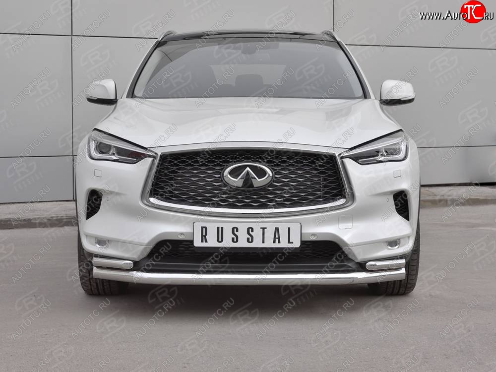 23 999 р. Защита переднего бампера (2 трубы Ø63 и 42 мм, нержавейка) SLITKOFF INFINITI Qx50 J55 (2017-2022)  с доставкой в г. Краснодар