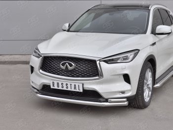 23 999 р. Защита переднего бампера (2 трубы Ø63 и 42 мм, нержавейка) SLITKOFF INFINITI Qx50 J55 (2017-2022)  с доставкой в г. Краснодар. Увеличить фотографию 2