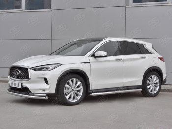 23 999 р. Защита переднего бампера (2 трубы Ø63 и 42 мм, нержавейка) SLITKOFF INFINITI Qx50 J55 (2017-2022)  с доставкой в г. Краснодар. Увеличить фотографию 3