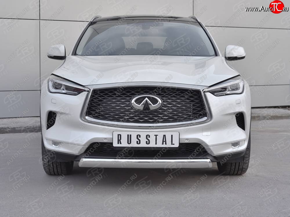 15 649 р. Защита переднего бампера (Ø75х42 дуга, нержавейка) Russtal INFINITI Qx50 J55 (2017-2022)  с доставкой в г. Краснодар