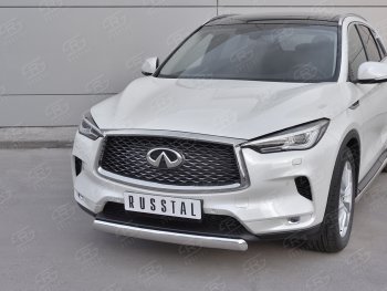 15 649 р. Защита переднего бампера (Ø75х42 дуга, нержавейка) Russtal INFINITI Qx50 J55 (2017-2022)  с доставкой в г. Краснодар. Увеличить фотографию 2