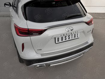 2 199 р. Защитная накладка на задний бампер Russtal (нержавейка зеркальная) INFINITI Qx50 J55 (2017-2022)  с доставкой в г. Краснодар. Увеличить фотографию 2