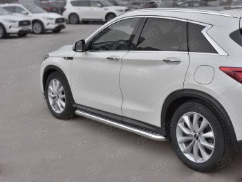 Порожки для ног SLITKOFF (Ø63 мм) INFINITI Qx50 J55 (2017-2022)  (Лист алюминиевый, труба - нержавейка)