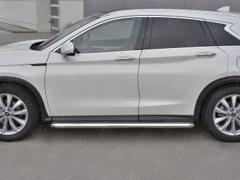 35 999 р. Порожки для ног SLITKOFF (Ø63 мм) INFINITI Qx50 J55 (2017-2022) (Лист алюминиевый, труба - нержавейка)  с доставкой в г. Краснодар. Увеличить фотографию 2