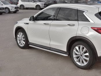 24 649 р. Порожки для ног SLITKOFF (Ø42 мм)  INFINITI Qx50  J55 (2017-2022) (Лист алюминиевый, труба - нержавейка)  с доставкой в г. Краснодар. Увеличить фотографию 1