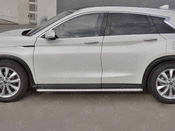 24 649 р. Порожки для ног SLITKOFF (Ø42 мм)  INFINITI Qx50  J55 (2017-2022) (Лист алюминиевый, труба - нержавейка)  с доставкой в г. Краснодар. Увеличить фотографию 2