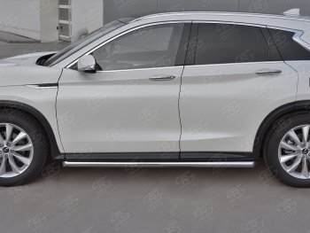 21 999 р. Защита порогов (Ø63 мм, нержавейка) SLITKOFF  INFINITI Qx50  J55 (2017-2022) (Металлические торцы под 45°)  с доставкой в г. Краснодар. Увеличить фотографию 3