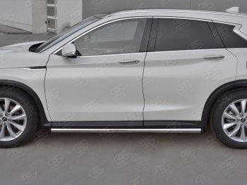 20 849 р. Защита порогов (Ø63 мм, нержавейка) SLITKOFF  INFINITI Qx50  J55 (2017-2022) (С пластиковыми заглушками на торцах)  с доставкой в г. Краснодар. Увеличить фотографию 3