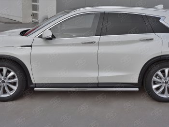 21 999 р. Защита порогов (Ø63 мм, нержавейка) SLITKOFF  INFINITI Qx50  J55 (2017-2022) (Металлические торцы под 90°)  с доставкой в г. Краснодар. Увеличить фотографию 3