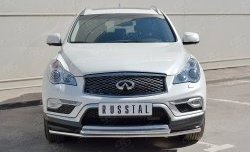 Защита переднего бампера (2 трубыØ42 мм, нержавейка) SLITKOFF INFINITI Qx50 J50 дорестайлинг (2013-2016)