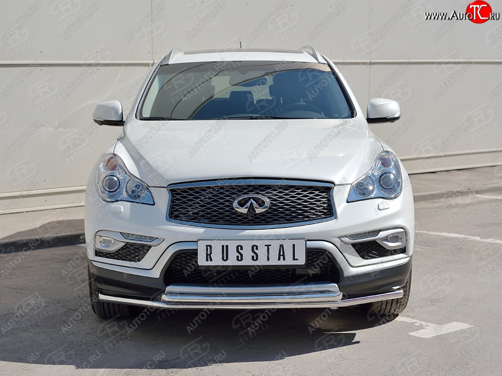 17 899 р. Защита переднего бампера (2 трубыØ42 мм, нержавейка) SLITKOFF INFINITI Qx50 J50 дорестайлинг (2013-2016)  с доставкой в г. Краснодар