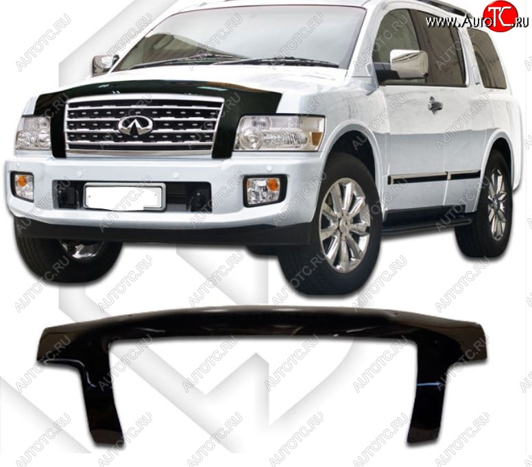 3 099 р. Дефлектор капота CA-Plastiс exclusive  INFINITI QX56  JA60 (2004-2007) дорестайлинг (Classic черный, Без надписи)  с доставкой в г. Краснодар