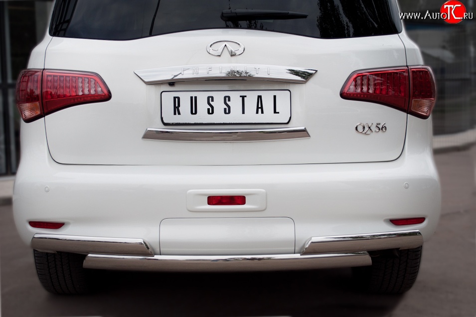 25 699 р. Защита заднего бампера (Ø75x42 мм, нержавейка) Russtal INFINITI QX56 Z62 (2010-2013)  с доставкой в г. Краснодар