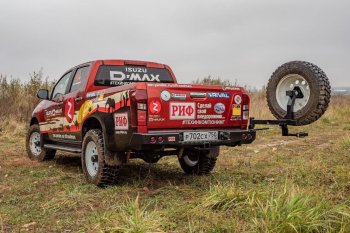 81 909 р. Бампер задний силовой РИФ (стандарт) Isuzu D-Max RT85 DoubleCab дорестайлинг (2011-2017) (С квадратом под фаркоп, калиткой и фонарями)  с доставкой в г. Краснодар. Увеличить фотографию 5