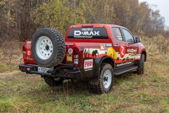 81 909 р. Бампер задний силовой РИФ (стандарт) Isuzu D-Max RT85 DoubleCab дорестайлинг (2011-2017) (С квадратом под фаркоп, калиткой и фонарями)  с доставкой в г. Краснодар. Увеличить фотографию 6