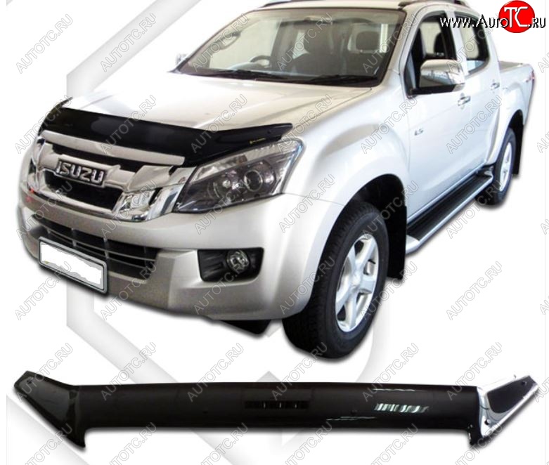 2 199 р. Дефлектор капота CA-Plastiс  Isuzu D-Max  RT85 DoubleCab (2011-2017) дорестайлинг (Classic черный, Без надписи)  с доставкой в г. Краснодар