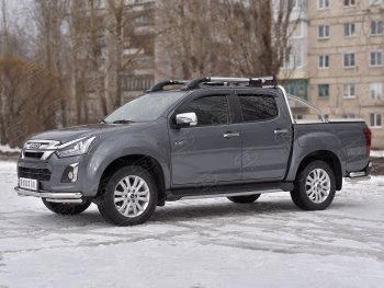 20 999 р. Защита переднего бампера (2 трубы Ø63 и 42 мм, нержавейка) SLITKOFF Isuzu D-Max RT85,TFR DoubleCab рестайлинг (2015-2021)  с доставкой в г. Краснодар. Увеличить фотографию 3