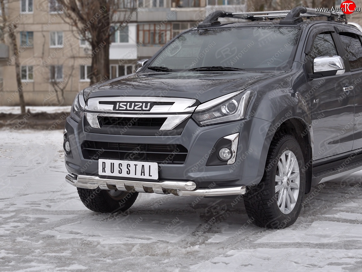 22 399 р. Защита переднего бампера (Ø 63 мм с клыками, нержавейка) SLITKOFF  Isuzu D-Max  RT85,TFR DoubleCab (2015-2021) рестайлинг  с доставкой в г. Краснодар