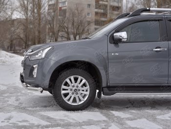 22 399 р. Защита переднего бампера (Ø 63 мм с клыками, нержавейка) SLITKOFF  Isuzu D-Max  RT85,TFR DoubleCab (2015-2021) рестайлинг  с доставкой в г. Краснодар. Увеличить фотографию 3