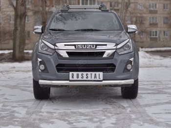 Защита переднего бампера (Ø 76 мм, нержавейка) SLITKOFF Isuzu (Исузу) D-Max (Д)  RT85,TFR DoubleCab (2015-2021) RT85,TFR DoubleCab рестайлинг