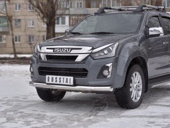 17 399 р. Защита переднего бампера (Ø 76 мм, нержавейка) SLITKOFF Isuzu D-Max RT85,TFR DoubleCab рестайлинг (2015-2021)  с доставкой в г. Краснодар. Увеличить фотографию 2