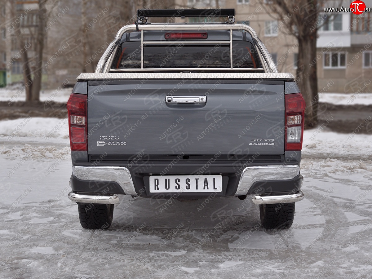 19 999 р. Защита заднего бампера (2 трубы Ø63 мм, нержавейка)  Isuzu D-Max  RT85,TFR DoubleCab (2015-2021) рестайлинг  с доставкой в г. Краснодар