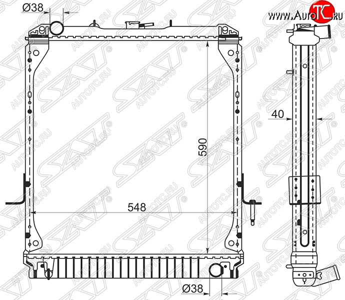 13 299 р. Радиатор двигателя (пластинчатый, МКПП) SAT Isuzu Elf (NPR75)  дорестайлинг (1993-2004)  с доставкой в г. Краснодар