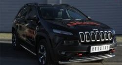 21 599 р. Защита переднего бампера (Trailhawk 2 трубыØ63 и 42 мм, нержавейка) SLITKOFF  Jeep Cherokee  KL (2014-2017) дорестайлинг  с доставкой в г. Краснодар. Увеличить фотографию 2