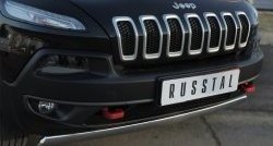 5 299 р. Защита переднего бампера (Trailhawk Ø75х42 мм, нержавейка) Russtal  Jeep Cherokee  KL (2014-2017) дорестайлинг  с доставкой в г. Краснодар. Увеличить фотографию 2