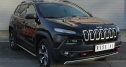 5 299 р. Защита переднего бампера (Trailhawk Ø75х42 мм, нержавейка) Russtal  Jeep Cherokee  KL (2014-2017) дорестайлинг  с доставкой в г. Краснодар. Увеличить фотографию 4