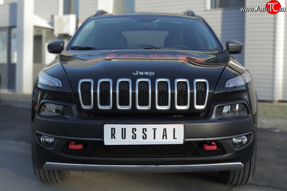 5 299 р. Защита переднего бампера (Trailhawk Ø75х42 мм, нержавейка) Russtal  Jeep Cherokee  KL (2014-2017) дорестайлинг  с доставкой в г. Краснодар