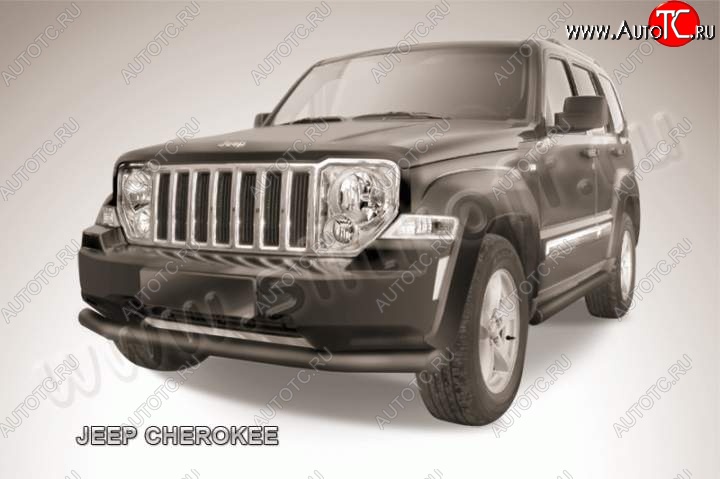 12 649 р. Защита переднего бампера их трубы d76 Slitkoff  Jeep Cherokee  KL (2014-2017) дорестайлинг (Цвет: серебристый)  с доставкой в г. Краснодар