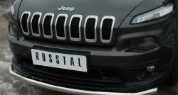 17 849 р. Одинарная защита переднего бампера диаметром 63 мм SLITKOFF  Jeep Cherokee  KL (2014-2017) дорестайлинг  с доставкой в г. Краснодар. Увеличить фотографию 2