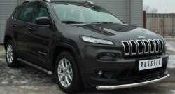 17 849 р. Одинарная защита переднего бампера диаметром 63 мм SLITKOFF  Jeep Cherokee  KL (2014-2017) дорестайлинг  с доставкой в г. Краснодар. Увеличить фотографию 3