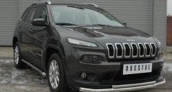 11 249 р. Защита порогов из круглой трубы диаметром 63 мм SLITKOFF Jeep Cherokee KL дорестайлинг (2014-2017)  с доставкой в г. Краснодар. Увеличить фотографию 2