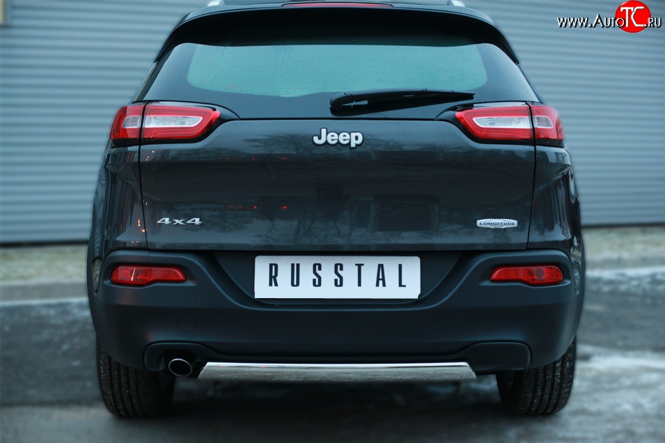 16 849 р. Защита заднего бампера (Ø75x42 мм, нержавейка) Russtal Jeep Cherokee KL дорестайлинг (2014-2017)  с доставкой в г. Краснодар