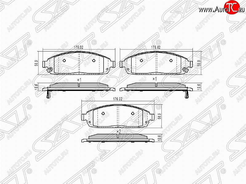 1 439 р. Колодки тормозные SAT (передние) Jeep Grand Cherokee WK (2004-2010)  с доставкой в г. Краснодар