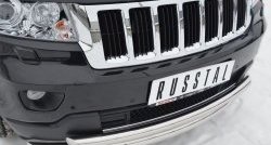 20 399 р. Защита переднего бампера (2 трубыØ76 и 63 мм, нержавейка) SLITKOFF  Jeep Grand Cherokee  WK2 (2010-2013) дорестайлинг  с доставкой в г. Краснодар. Увеличить фотографию 2