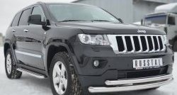 20 399 р. Защита переднего бампера (2 трубыØ76 и 63 мм, нержавейка) SLITKOFF  Jeep Grand Cherokee  WK2 (2010-2013) дорестайлинг  с доставкой в г. Краснодар. Увеличить фотографию 4