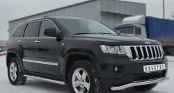 15 799 р. Защита порогов из круглой трубы диаметром 63 мм Russtal Jeep Grand Cherokee WK2 дорестайлинг (2010-2013) (Защита порогов с со скосами на торцах (вариант 1))  с доставкой в г. Краснодар. Увеличить фотографию 2