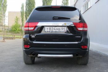 5 999 р. Защита заднего бампера из трубы d76 Slitkoff (короткая)  Jeep Grand Cherokee  WK2 (2010-2013) дорестайлинг (Цвет: серебристый)  с доставкой в г. Краснодар. Увеличить фотографию 2