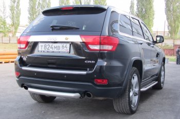 5 999 р. Защита заднего бампера из трубы d76 Slitkoff (короткая)  Jeep Grand Cherokee  WK2 (2010-2013) дорестайлинг (Цвет: серебристый)  с доставкой в г. Краснодар. Увеличить фотографию 3