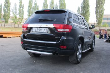 5 999 р. Защита заднего бампера из трубы d76 Slitkoff (короткая)  Jeep Grand Cherokee  WK2 (2010-2013) дорестайлинг (Цвет: серебристый)  с доставкой в г. Краснодар. Увеличить фотографию 4